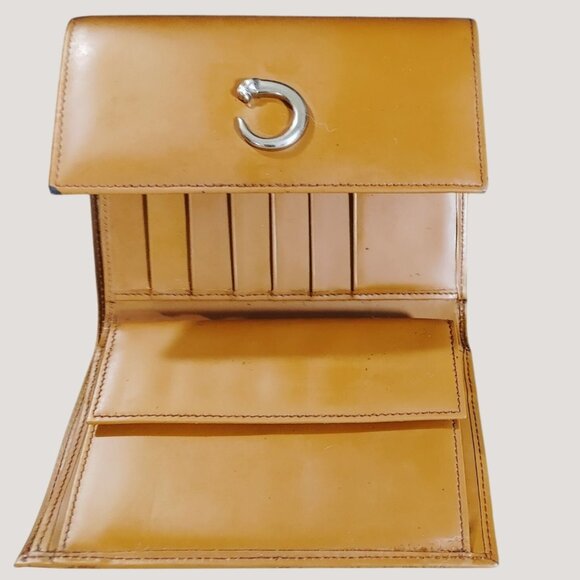 Cartier Panthere Brown Leather Wallet Vintage Silver Interior Peeling Tri Fold - Picture 4 of 14